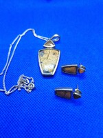 Modernista art deco jáspis köves ezüst szett