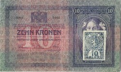 10 korona 1904 Csehszlovák bélyeggel 3.