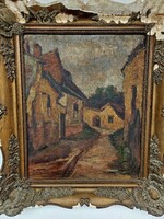 Huszthy Árpád Tabán Holdvilág utca festmény