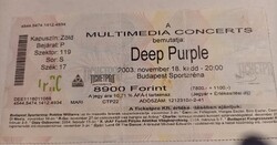 Deep Purple 2003. Budapest Sportaréna  -  koncertjegy