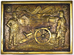 XX. sz eleje OSZTRÁK-MAGYAR MONARCHIA TÜZÉRSÉGI - KATONAI EMLÉK BRONZ DOMBORMŰ