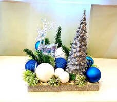 Adventi asztaldísz kék-fehér