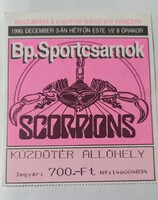 Scorpions, Budapest Sportcsarnok 1990. - koncertjegy