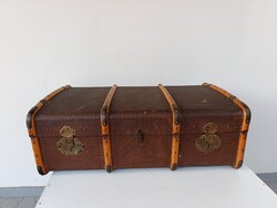 Antik koffer nagy ruhás bőrönd utazó láda jelmez film színház kellék szép állapotú 216 6069