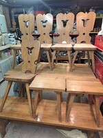 Tulip pattern hardwood chairs, table, benches and stools