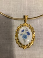 Royal Adderley angol kék virágos porcelán medál, ékszer