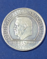 3 Birodalmi emlék ezüst /500%/ 3 márka 1929 A. Extra tartás