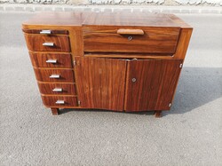 Artdeco diófa fésülködő asztal tükrös pipere szekrény formatervezett