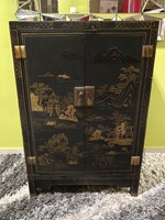 Antik kínai bútor ,festett fekete kis lakk szekrény