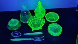 AKCIÓ! 8db-os uránium üveg uránüveg üveg gyűjtemény (Lásd a leírást!)