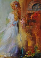 Maksaj János: Várakozó (olajfestmény)