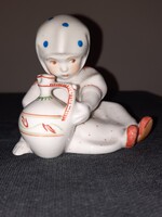 Zsolnay Annuska kék pöttyös kendővel