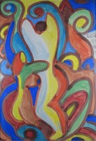 Csepeli Németh Miklós - Tánc 100 x 70 cm olaj, karton 1993