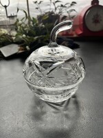 Metszett kristály üveg alma formájú bonbonier