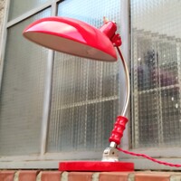 Bauhaus - Art deco nikkelezett íróasztali lámpa felújítva /Christian Dell stílus/ - piros