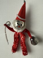 Antik gablonz üveg és zsenilia figura karácsonyfadísz mikulás