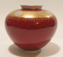 Régi kis porcelán váza bordó arany mintával Weimar jelzett számozott