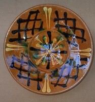 Mázas, fali kerámia tányér