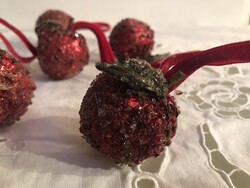 KARÁCSONYFADÍSZ - ÜVEG -  ALMA - JEGES - CSILLÁMOS - 5 x 4 cm - VASTAG - EXKLUZÍV