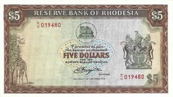 5 dollár dollars 1978 Vj. C.Rhodes Rodézia Rhodézia Rhodesia 3. Ritka. Gyönyörű