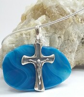 Ezüst kereszt MEDÁL,antikolt,nagy méret