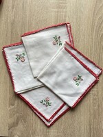 Antique hand-embroidered textile handkerchiefs 4pcs