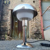 Art deco - Bauhaus nikkelezett, dupla ernyős asztali lámpa felújítva - Lampart