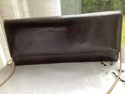 Kígyóbőr retikül, alkalmi táska,  arany láncos