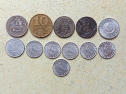 Magyarország 12 db Különböző Érme 10 Fillér 1,5,10 Forint 1 Pengő 1941-1989