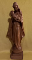 "Szűz Mária kis Jézussal ".Fafaragás, fából faragott figura,szobor, vallási kegytárgy.