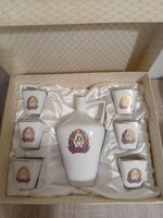 Hollóházi Dózsa címeres pálinkás készlet