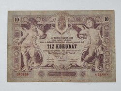 1900 10 Korona F tartásban. Eredeti állapotú, nem javított, nem restaurált bankjegy