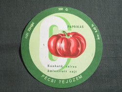 Sajt címke,Pécs tejüzem,Paprika kenhető zsíros ömlesztett sajt, 8.40 Ft-