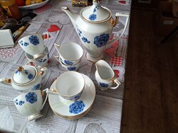 Teás készlet kékrózsás