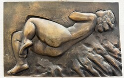 Seregi József 1980 falikép relief bronz női akt