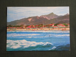 Képeslap,Olaszország,Forte dei Marmi,strand,hotel,városi látkép,részlet,1969-