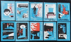 Gy36 / 1972 Tűzvédelem gyufacímke 10 db-s teljes sorozat