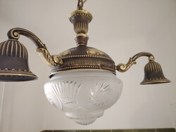 3 ágú antik réz csillár felújítva eladó "liliom mintás"