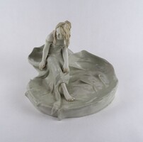 1T541 bernard bloch (1836-1909) austrian art nouveau majolica table ornament business card holder