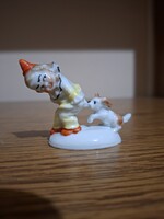 Wagner&Apel (német) porcelán bohóc kutyával. Jelzett