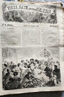 1863 NÉMET BAZÁR MINT A NŐK MUNKAKŐRE MAGAZIN 218 OLDAL KÉZIMUNKA DIVAT RENGETEG ÉRTÉKES ACÉLMETSZET