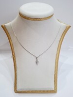 Új, 14 karátos fehérarany, nyaklánc + cirkónia köves kereszt medál! (No. 346.)