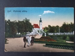 Régi képeslap - Győr Kisfaludy sétány 1929 - F.J. Győr -K.J. Budapest