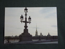 Képeslap,Oroszország,Leningrád,Szentpétervár,Kirov híd lámása látkép,részlet,1983-