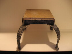 Retro wrought iron and stone slab flower stand
