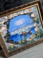 Görögország tenger hajós festmény