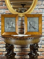 Antik relief, ezüstözött dombormű.