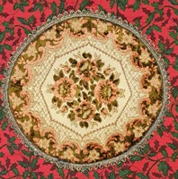 Régi bársony gobelin kör terítő 2 (M5973)