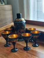 Kínai szerencsehozó arany sárkány mintás lakkozott fából készült készlet