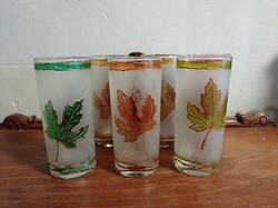 Juhar levél mintás üveg üdítős vagy vizes pohár készlet
